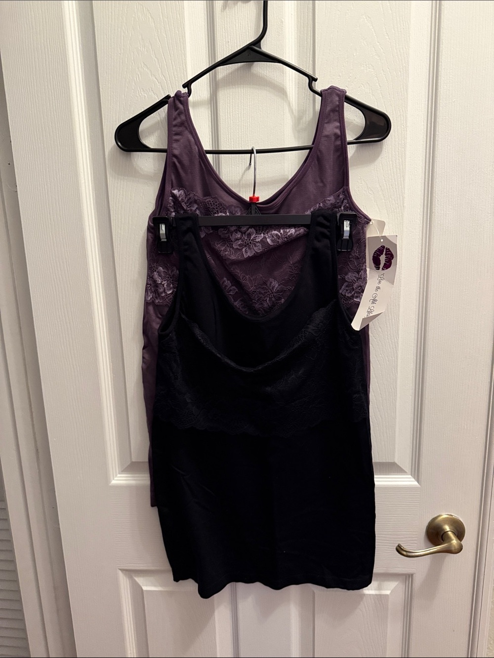 Rhonda Shear Purple and Black Lace Trim Sleep Chemise Set